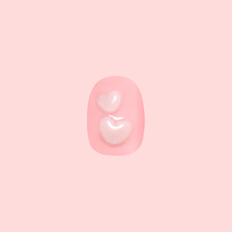 3D Crystal Hearts - Press-On | Extra Short | Round - Image 2