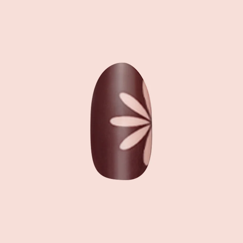Big Duo Toned Flowers | Medium | Oval - Tab Press-On - Image 2