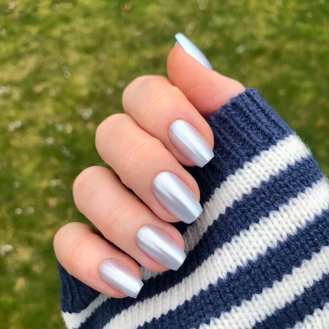 Blue Chrome - Press-On | Medium | Coffin - Image 3