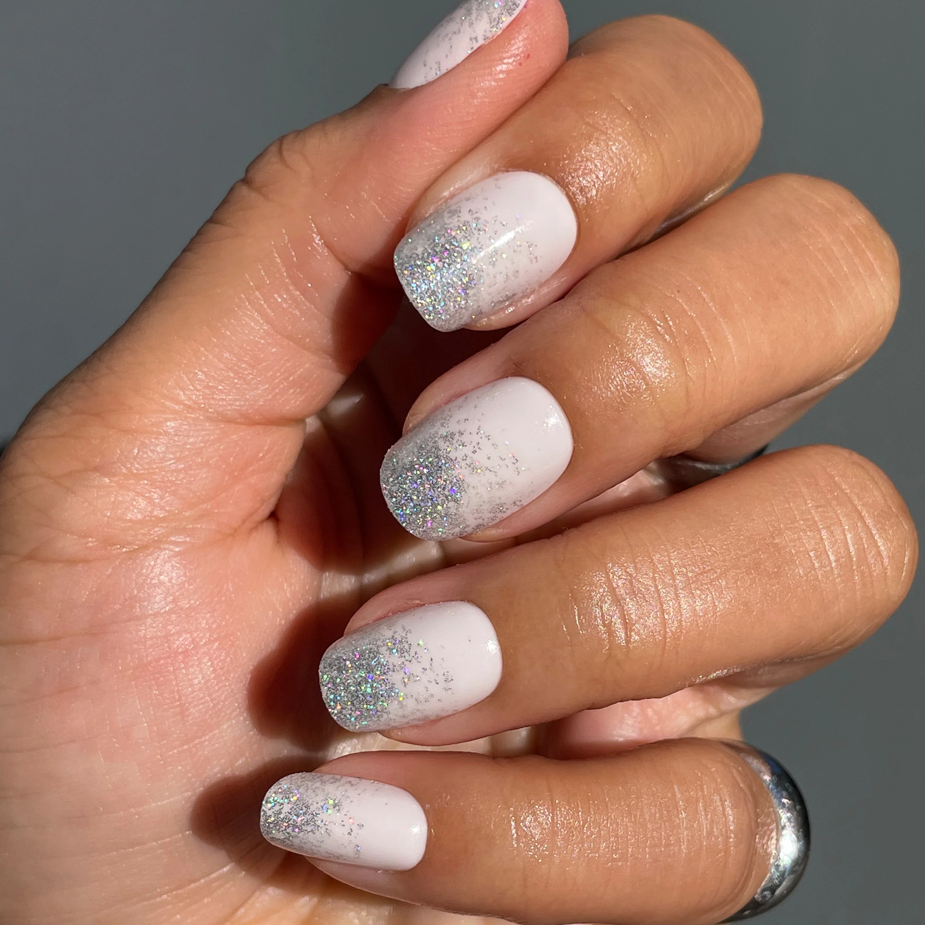 Exclamation Point Glitter Gradient Press-Ons | Squoval | Short - Image 4