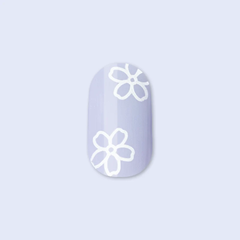 Floral Doodle | Short | Round - Tab Press-On - Image 2
