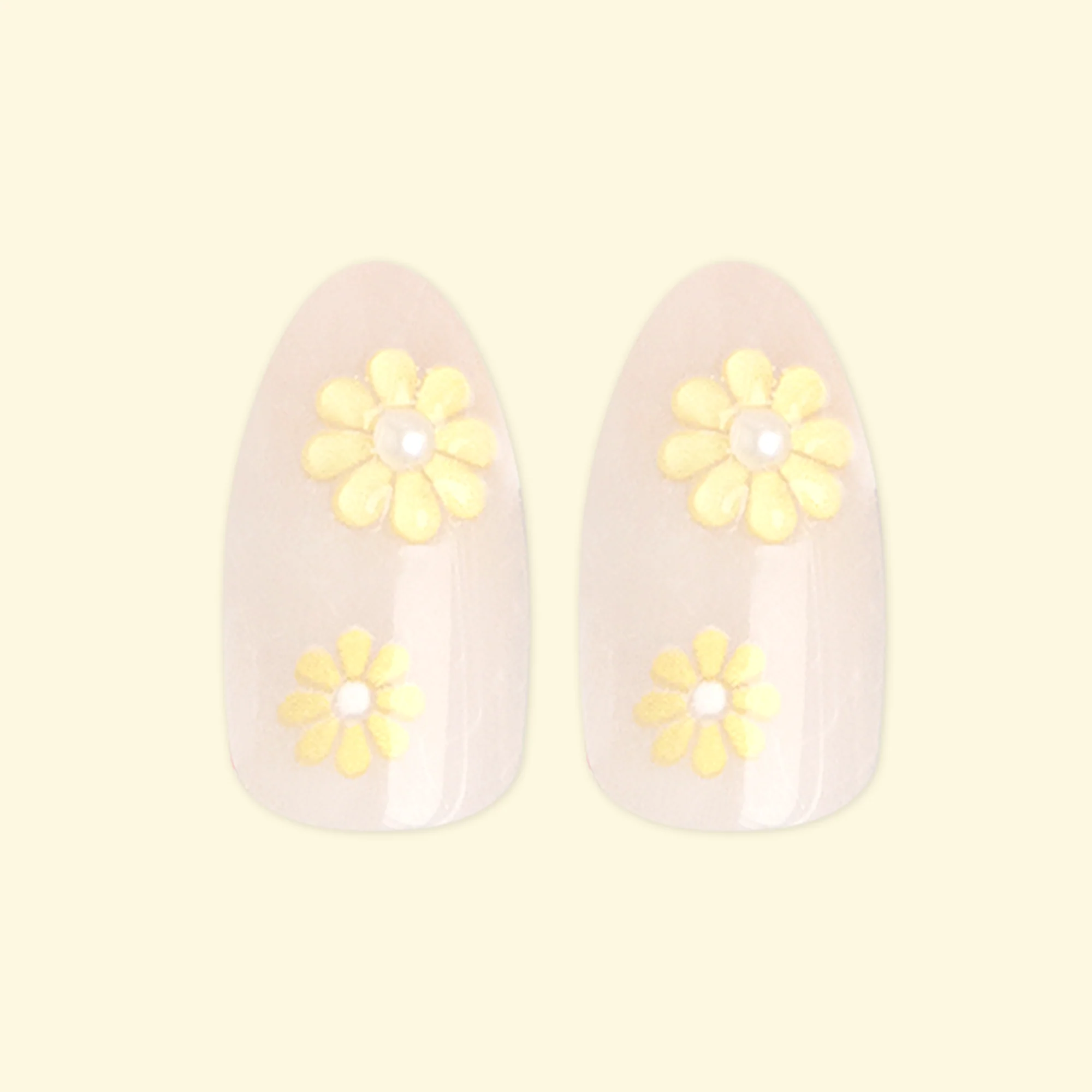 Flower Party with 3D Pearls - Press On | Medium | Almond - Image 2