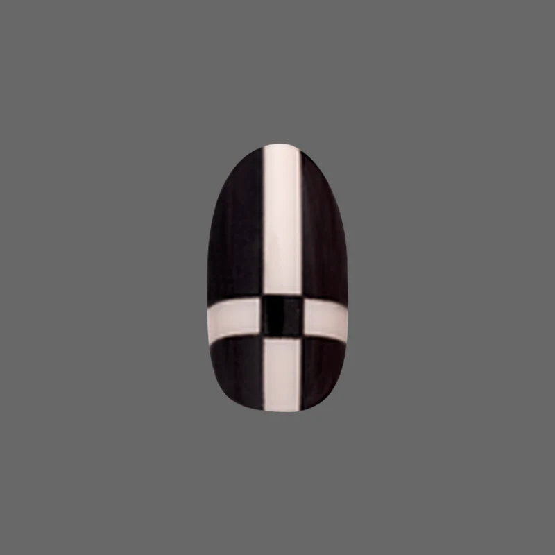 Geometric Plaid | Medium | Oval - Tab Press-On - Image 2