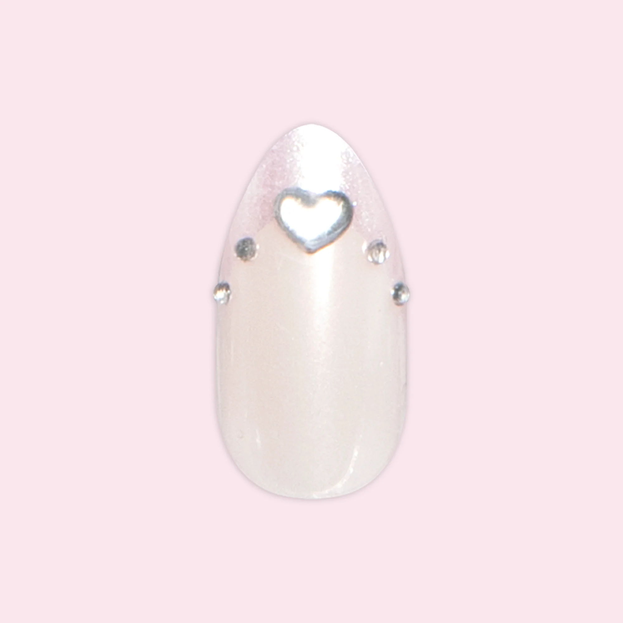 Jeweled French - Press On | Medium | Almond