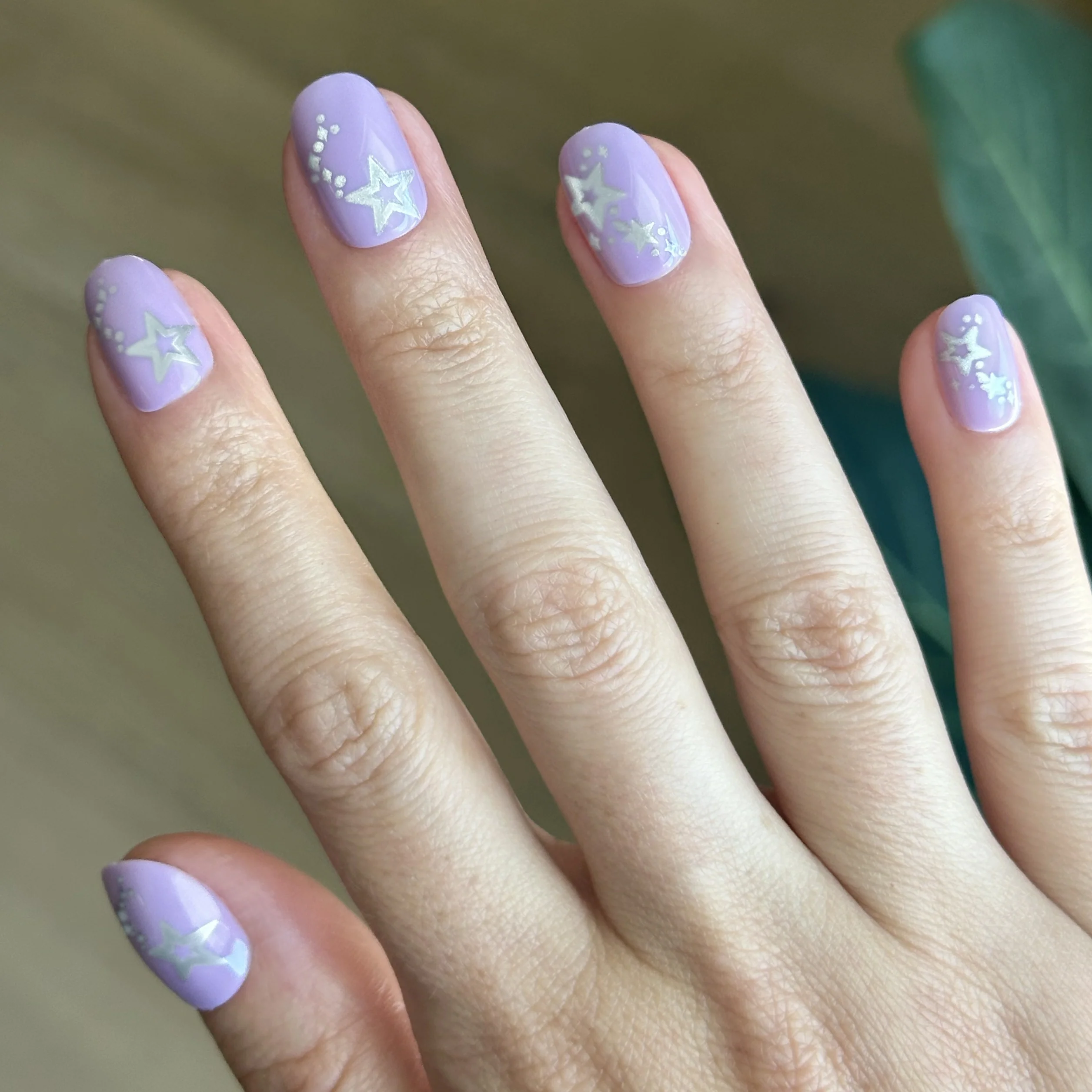 Lavender Iridescent Stars - Press-On | Extra Short | Round - Image 3