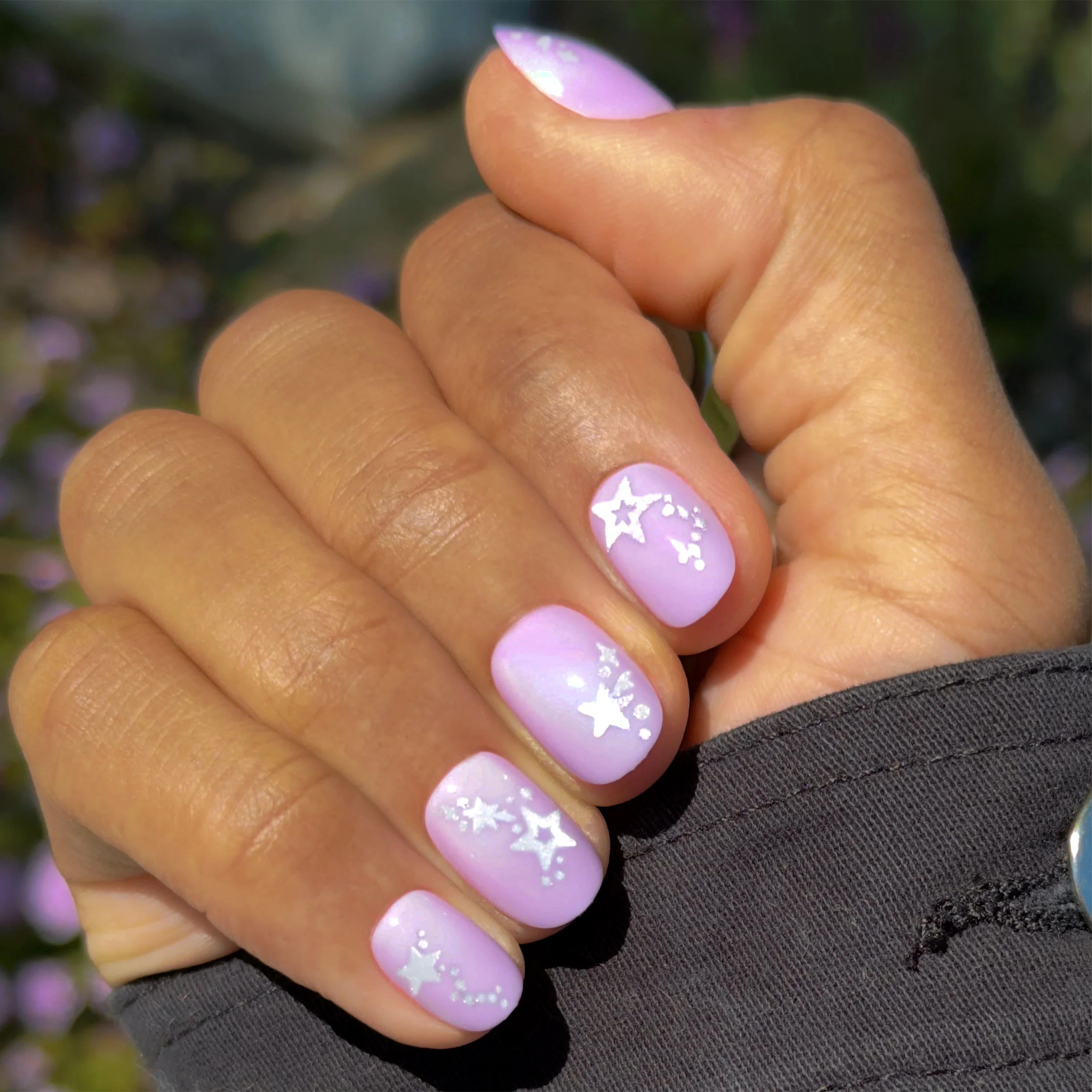 Lavender Iridescent Stars - Press-On | Extra Short | Round - Image 5