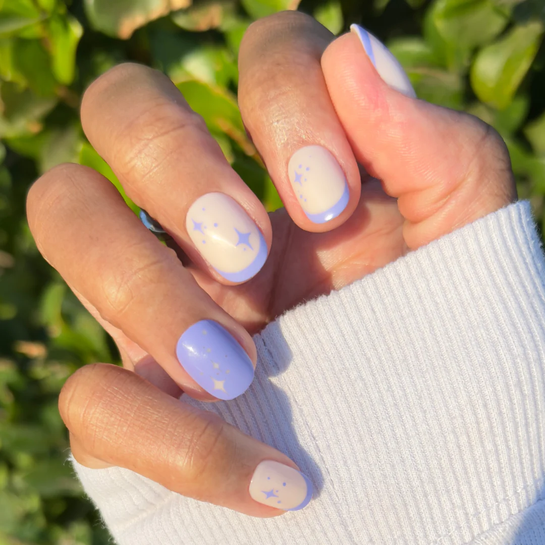 Mixed Purple Sparkle | Extra Short | Round - Tab Press-On - Image 3