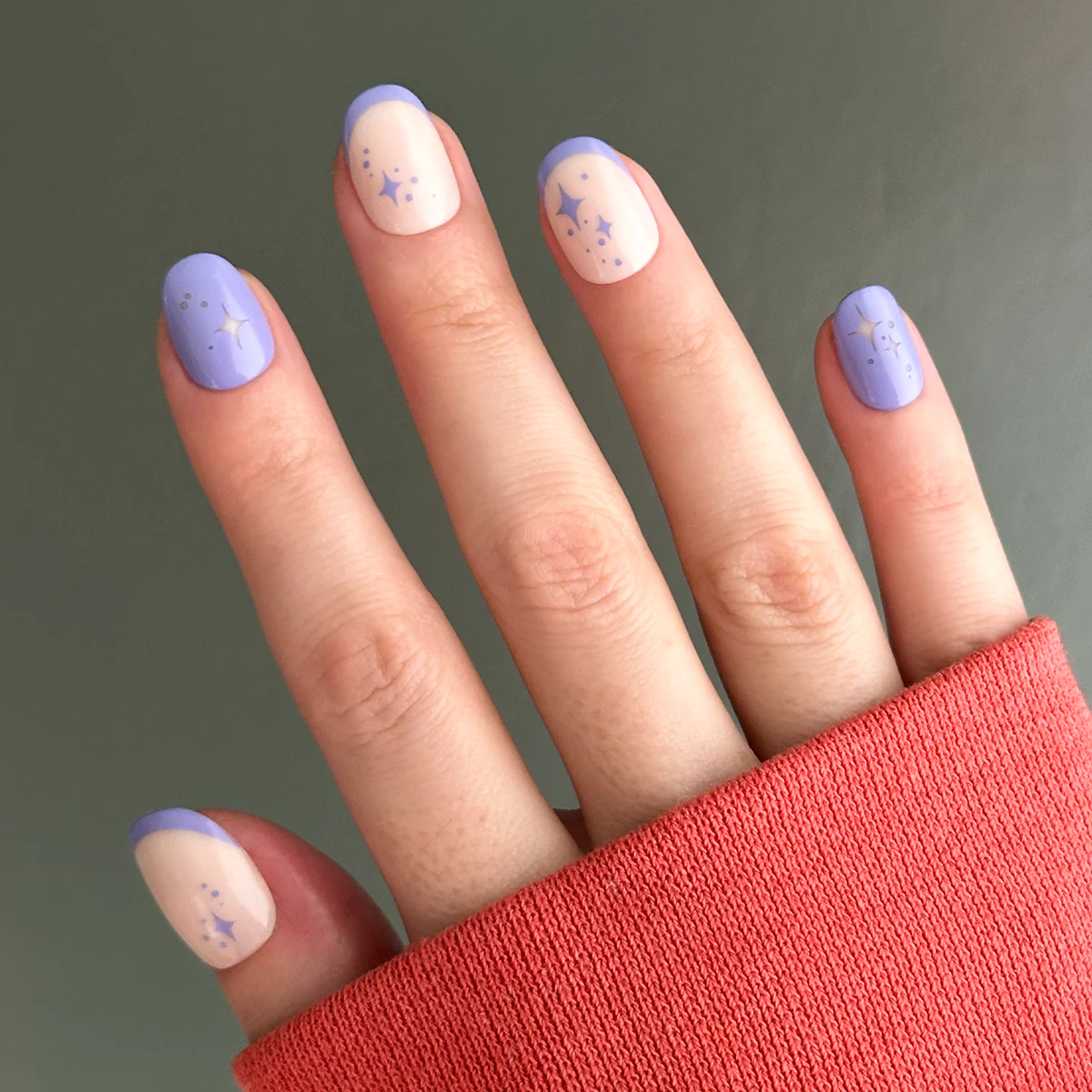 Mixed Purple Sparkle | Extra Short | Round - Tab Press-On - Image 4