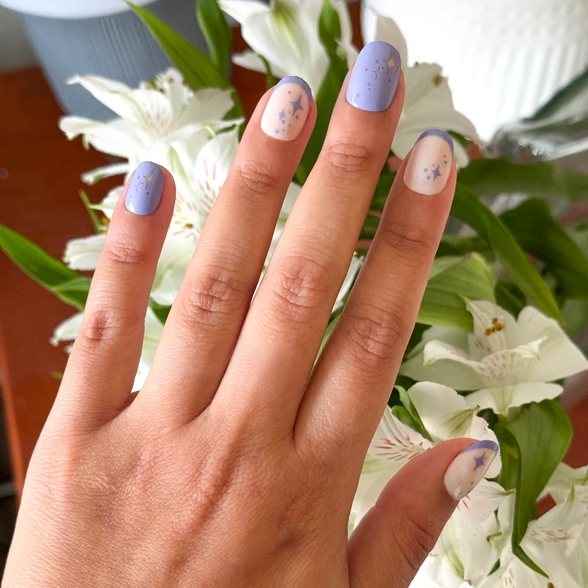 Mixed Purple Sparkle | Extra Short | Round - Tab Press-On - Image 5