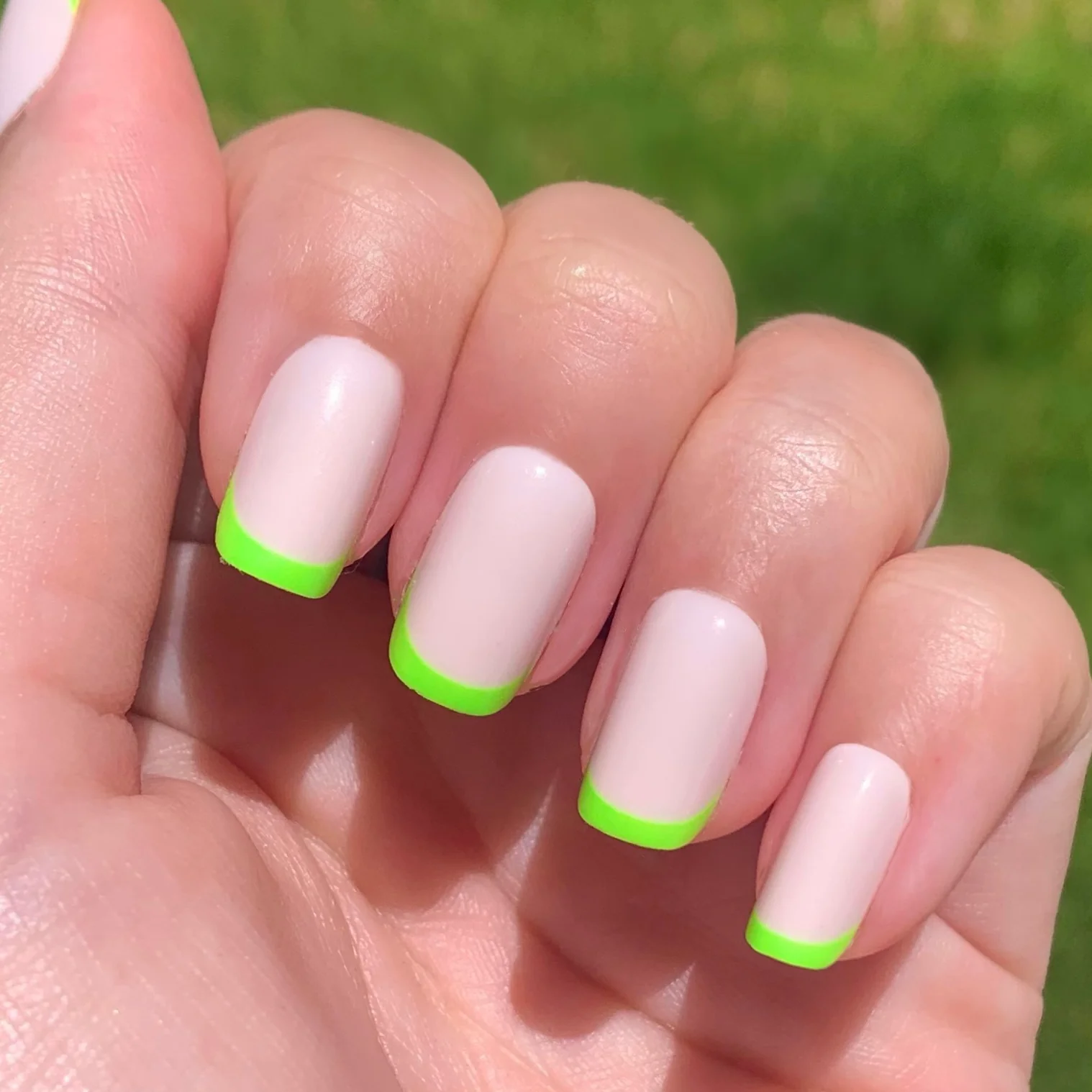 Neon Lime French | Squoval | Short - Image 4
