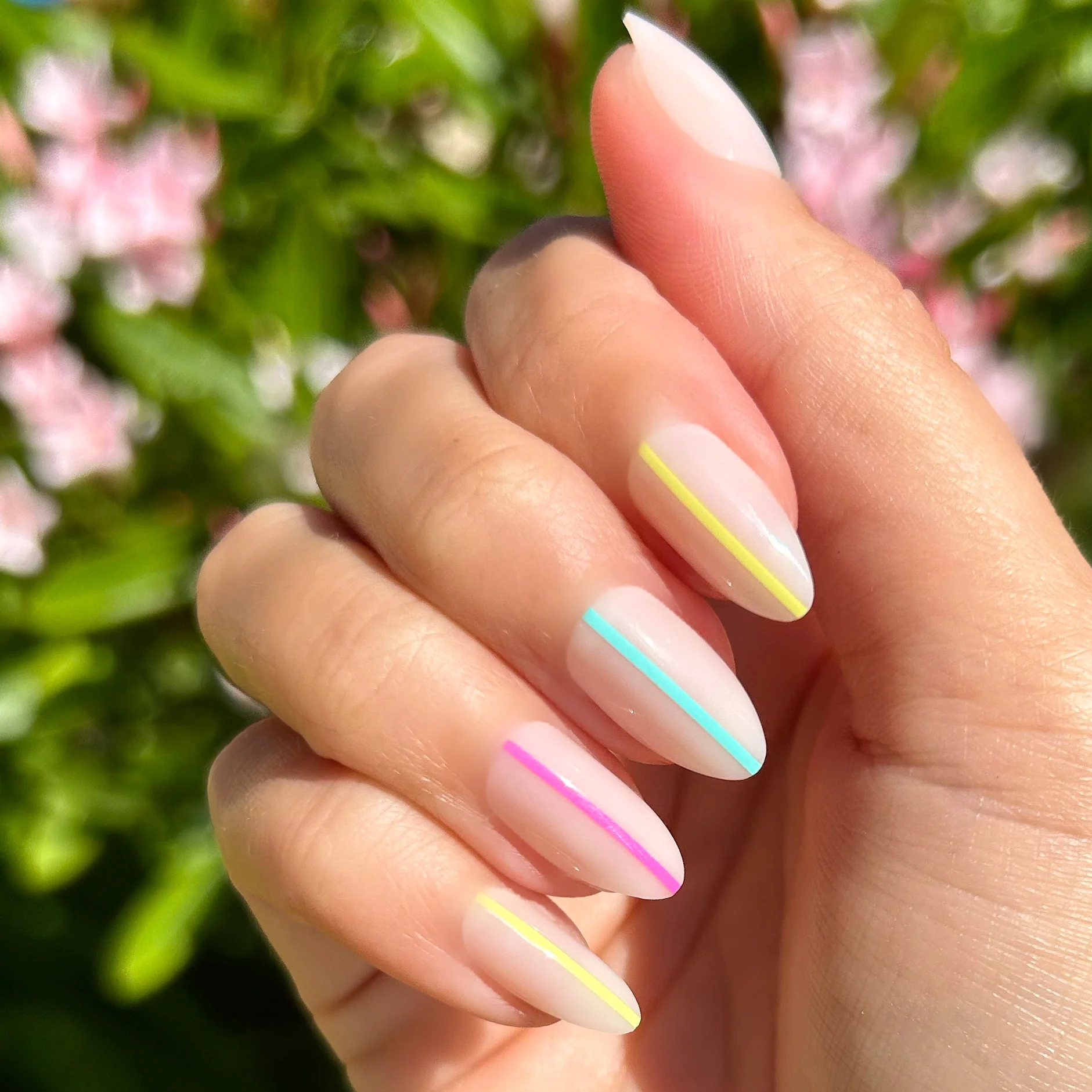 Neon Lines - Press-On | Medium | Almond - Image 5