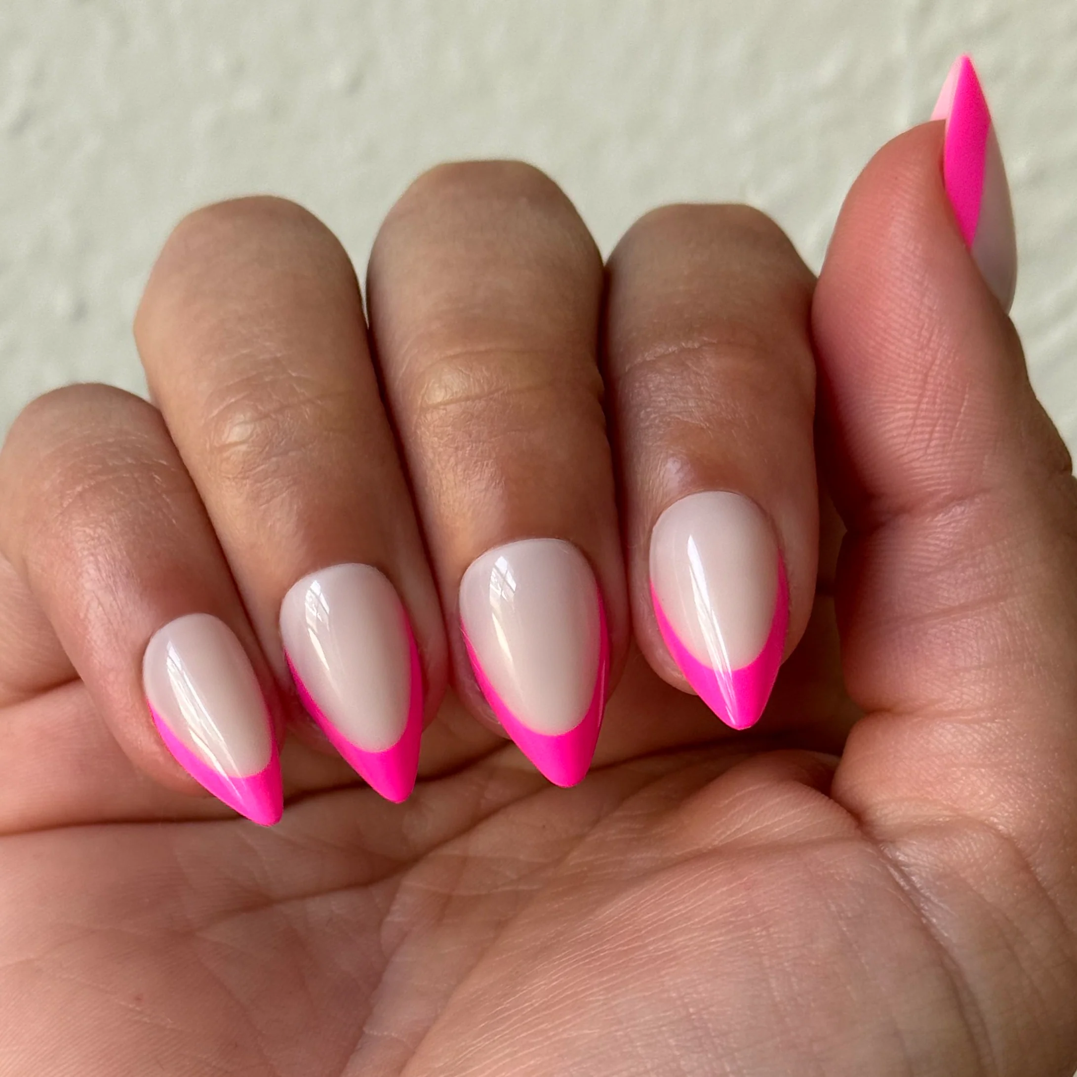 Neon Pink French - Press-On | Medium | Stiletto - Image 5