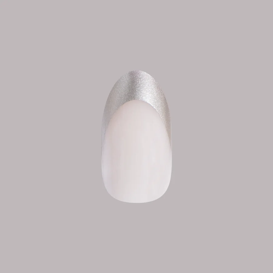 Neutral Chrome French - Press-On | Medium | Oval - Image 2