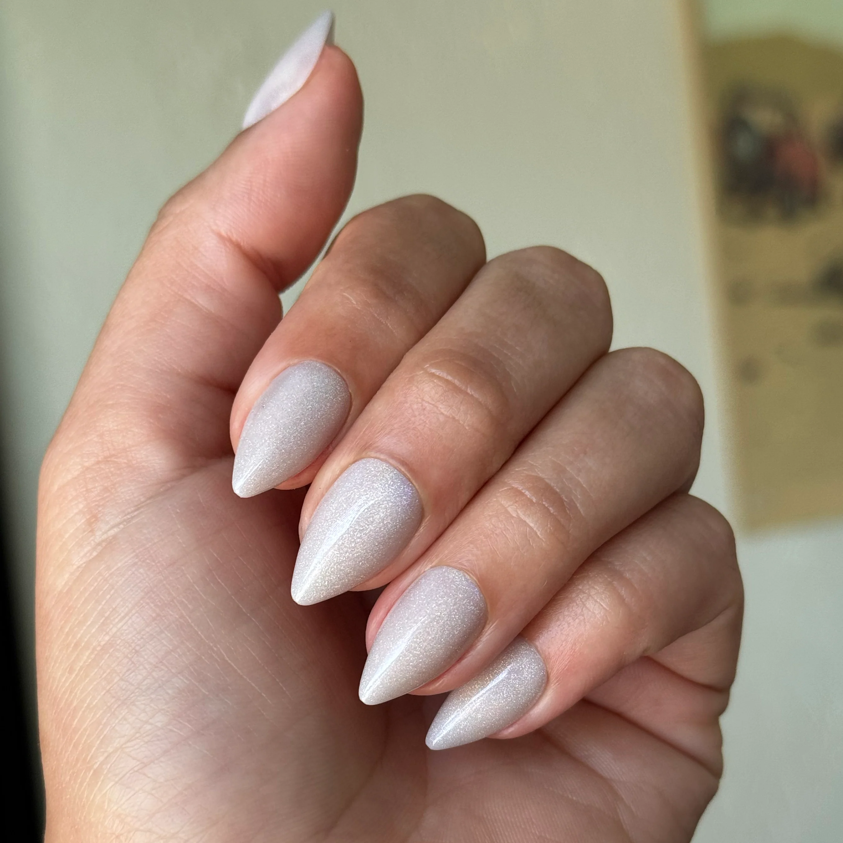 Neutral Iridescent Velvet - Press-On | Medium | Stiletto - Image 4