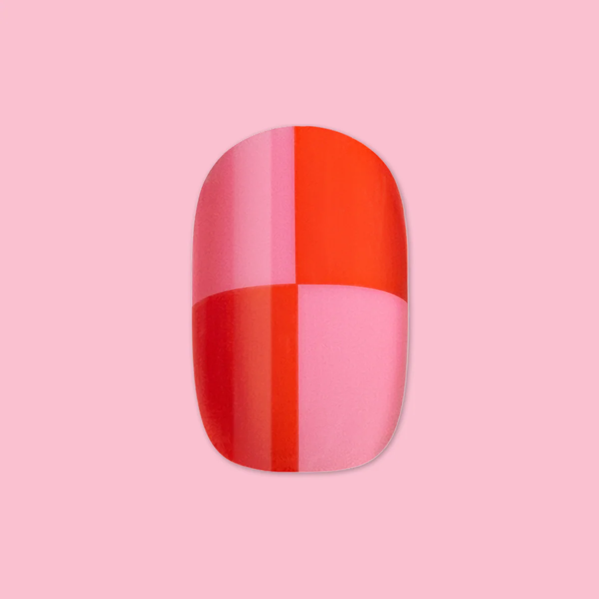 Pink Checker Party | Short | Round - Tab Press-On - Image 2