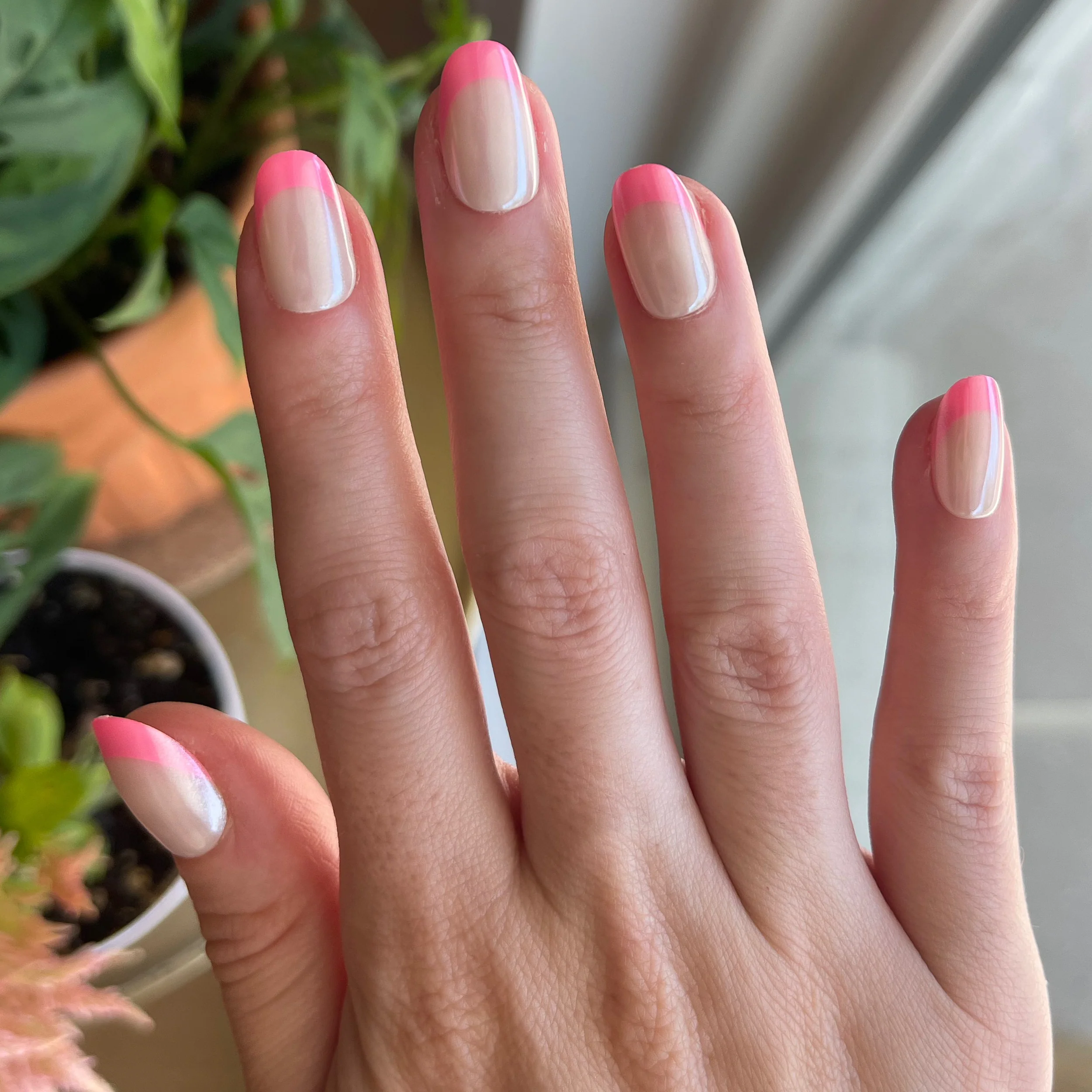Pink Chrome French - Press-On | Short | Round - Image 5