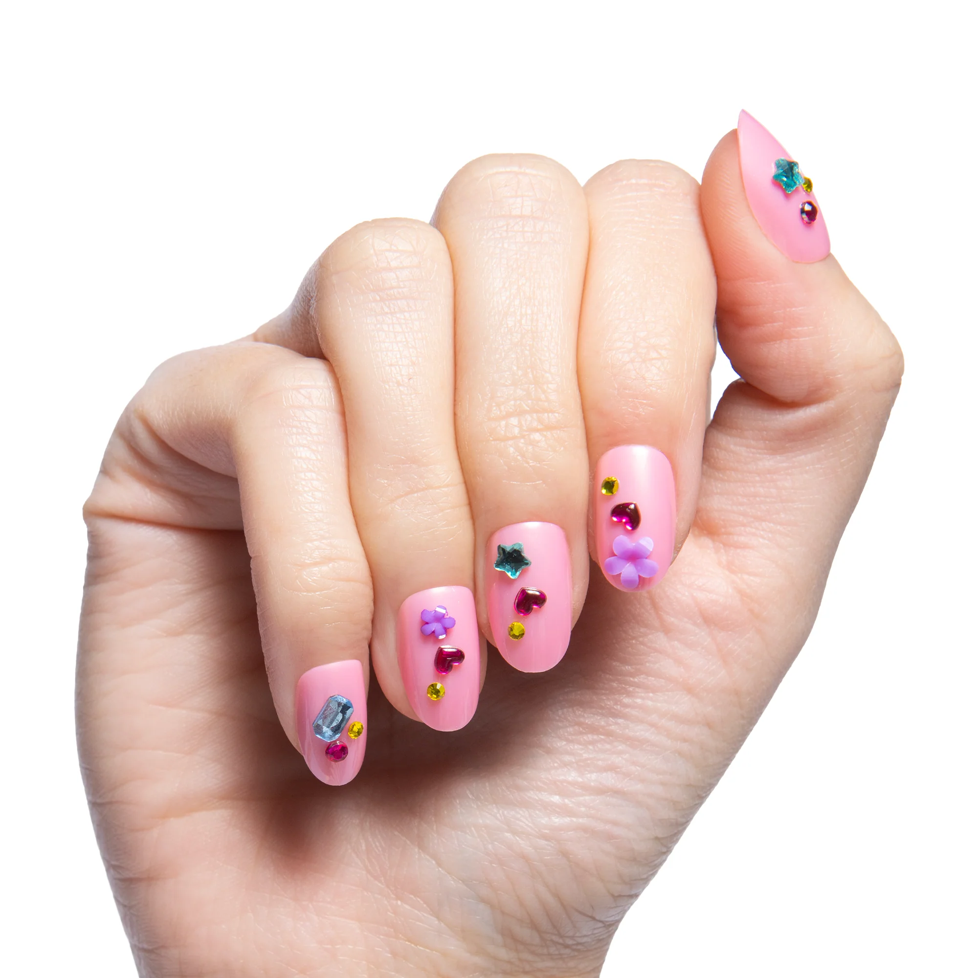 Pink Confetti Party - Press On | Short | Round - Image 3
