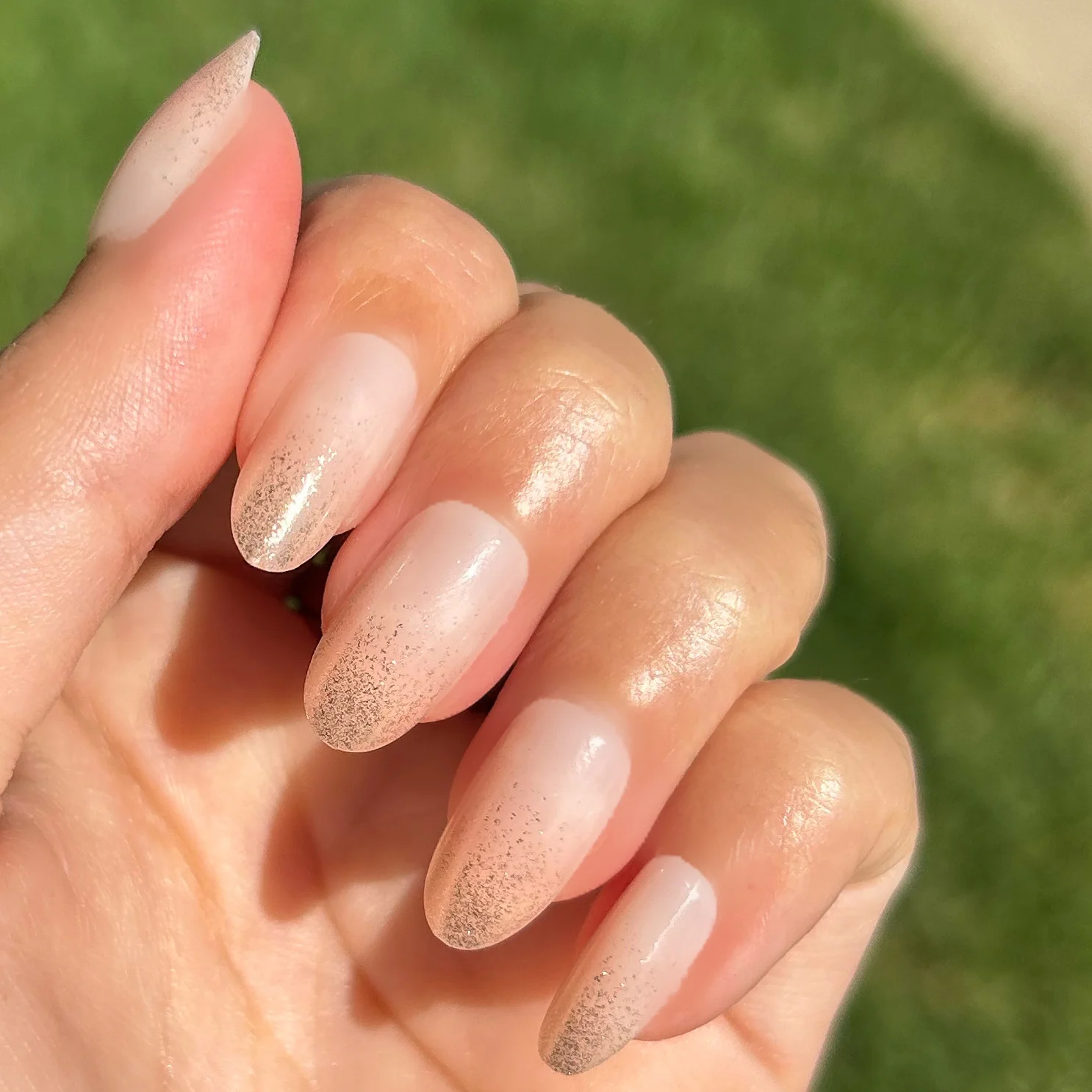 Pink Glitter Gradient - Press-On | Medium | Oval - Image 5