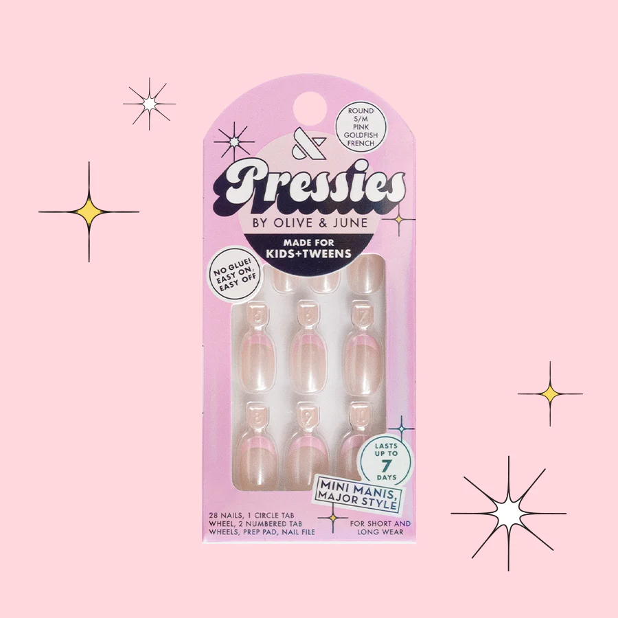 Pink Goldfish French - Pressies | Short Medium | Round