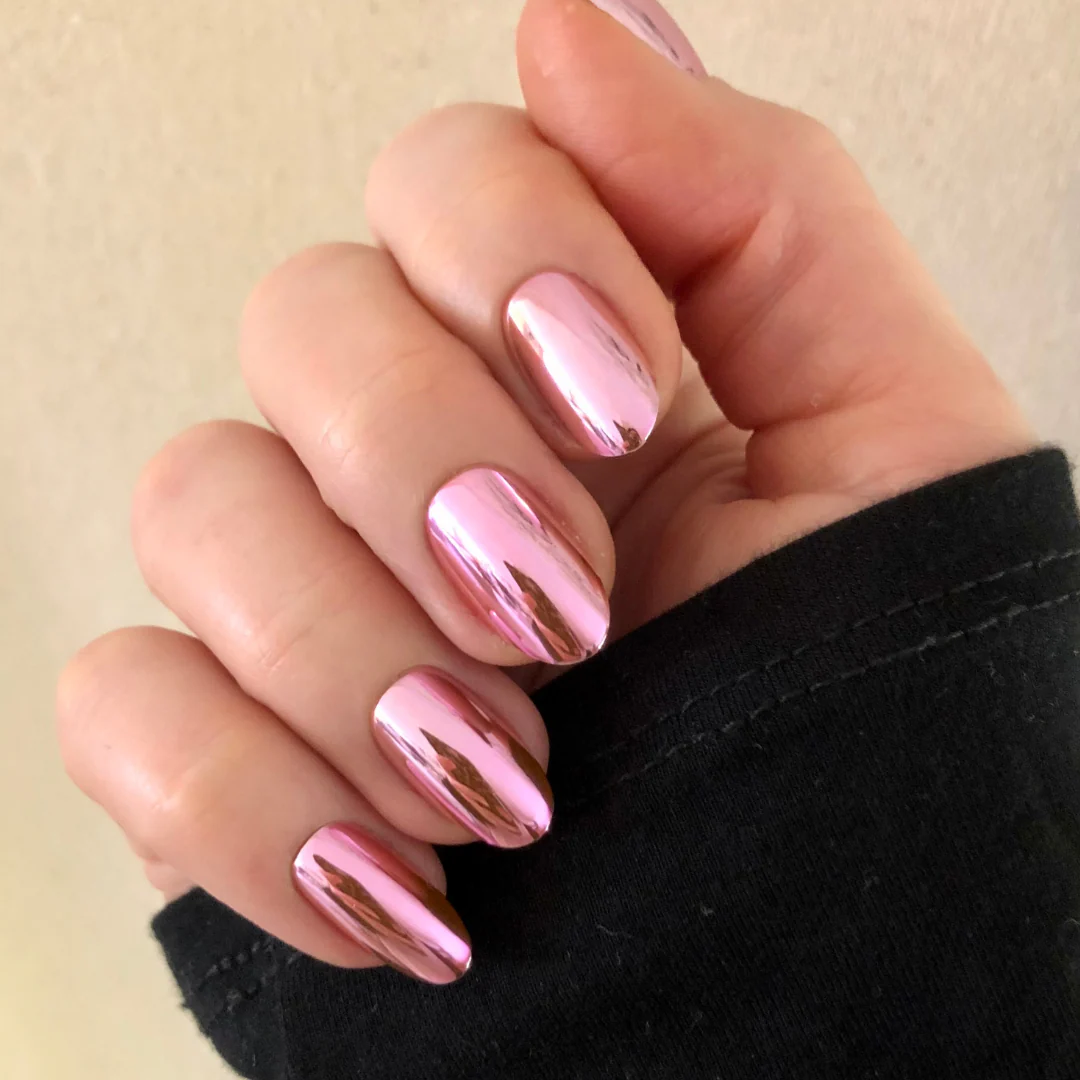 Pink Mirror Chrome - Press-On | Medium | Oval - Image 5
