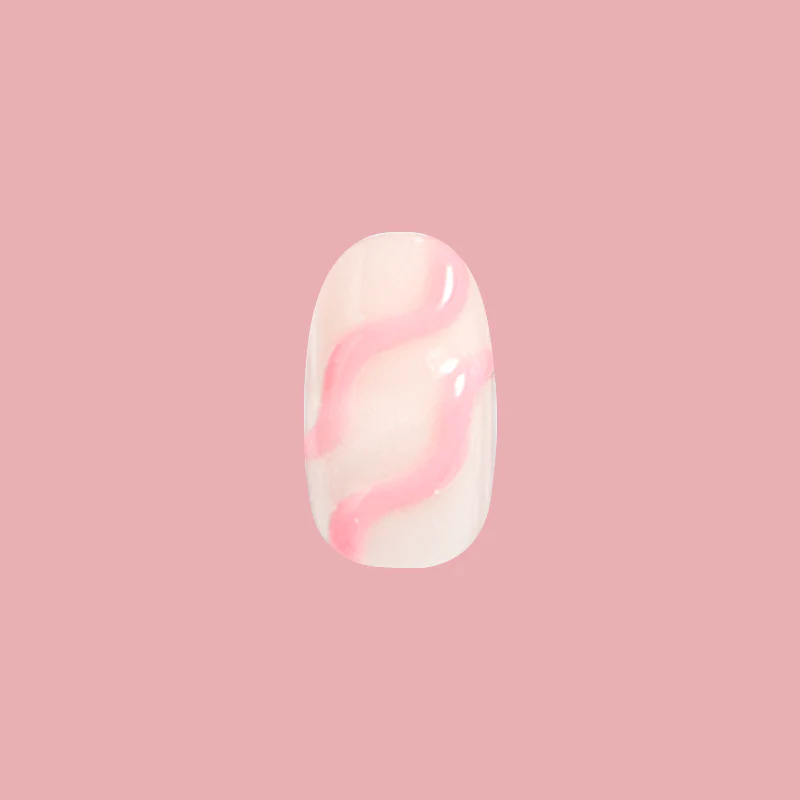 Pink Puffy Swirls - Press-On | Short | Round - Image 2