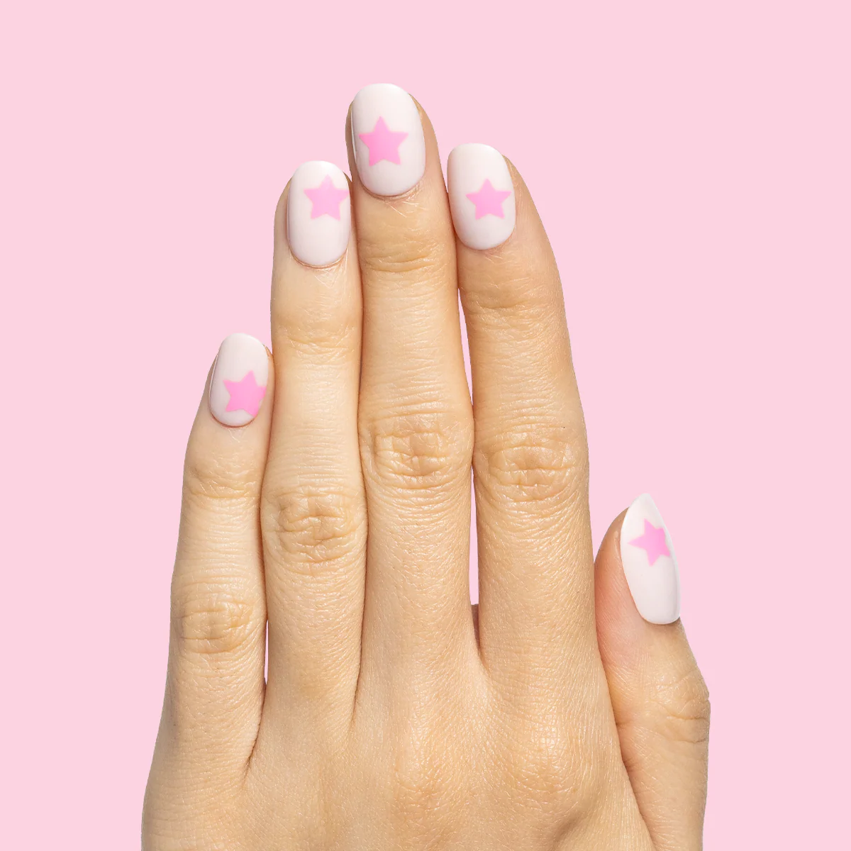 Pink Star Party | Extra Short | Round - Tab Press-On - Image 3
