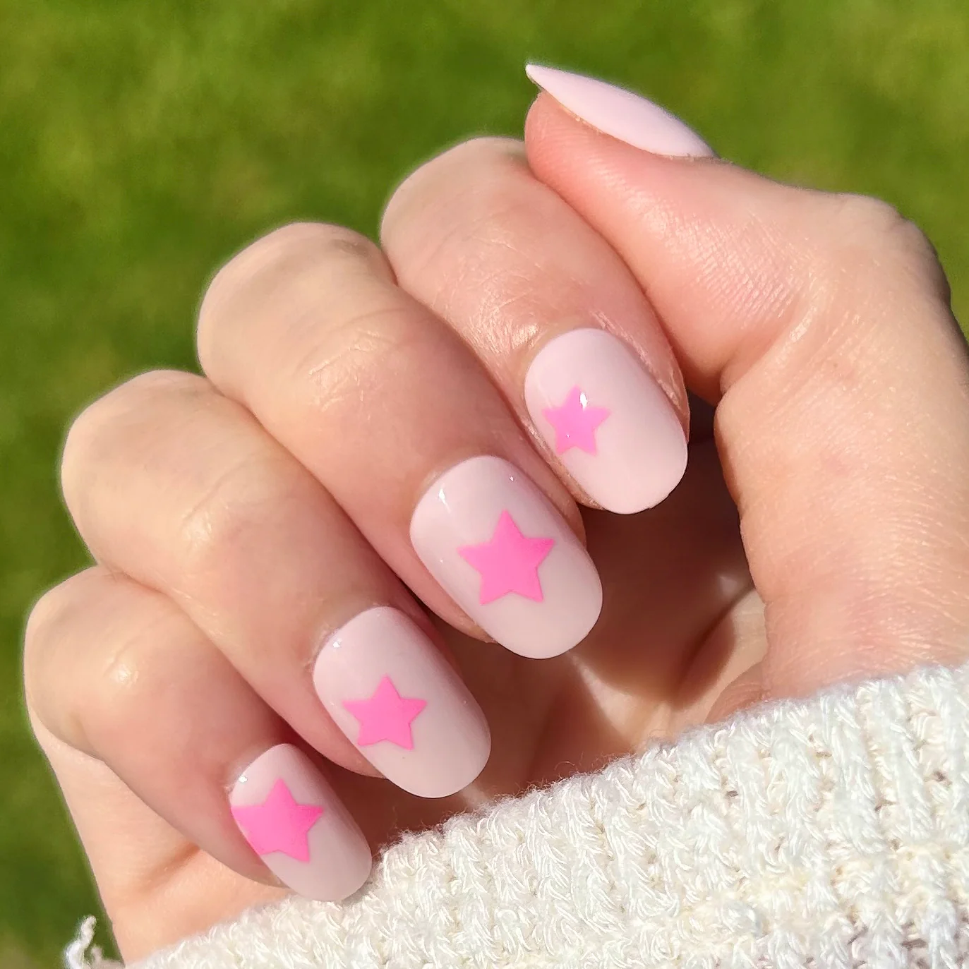 Pink Star Party | Extra Short | Round - Tab Press-On - Image 7