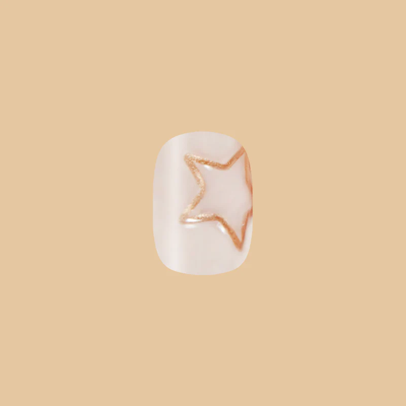 Puffy Gold Stars - Press-On | Extra Short | Squoval - Image 2