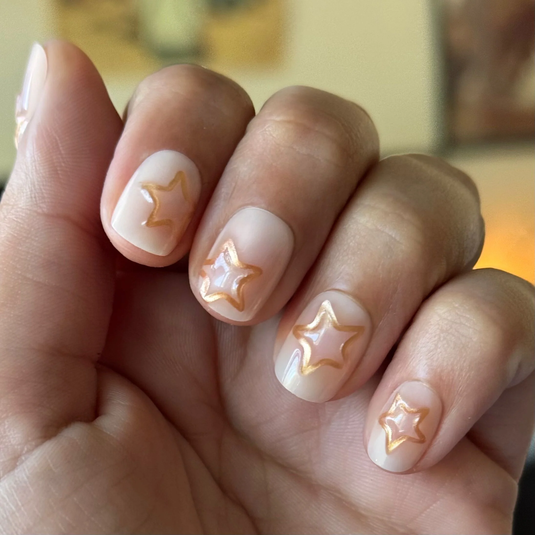 Puffy Gold Stars - Press-On | Extra Short | Squoval - Image 4