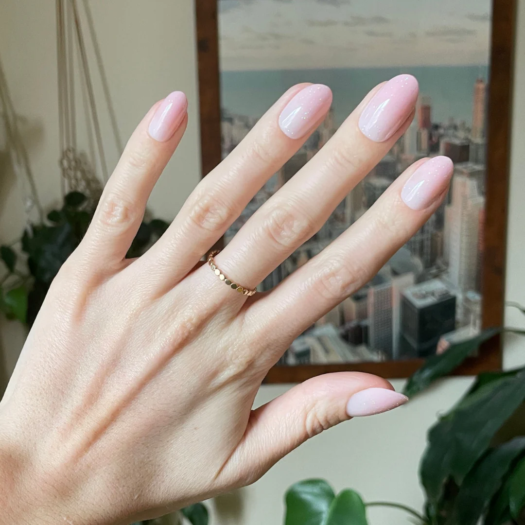 Rose Gradient Shimmer - Press-On | Medium | Oval - Image 4