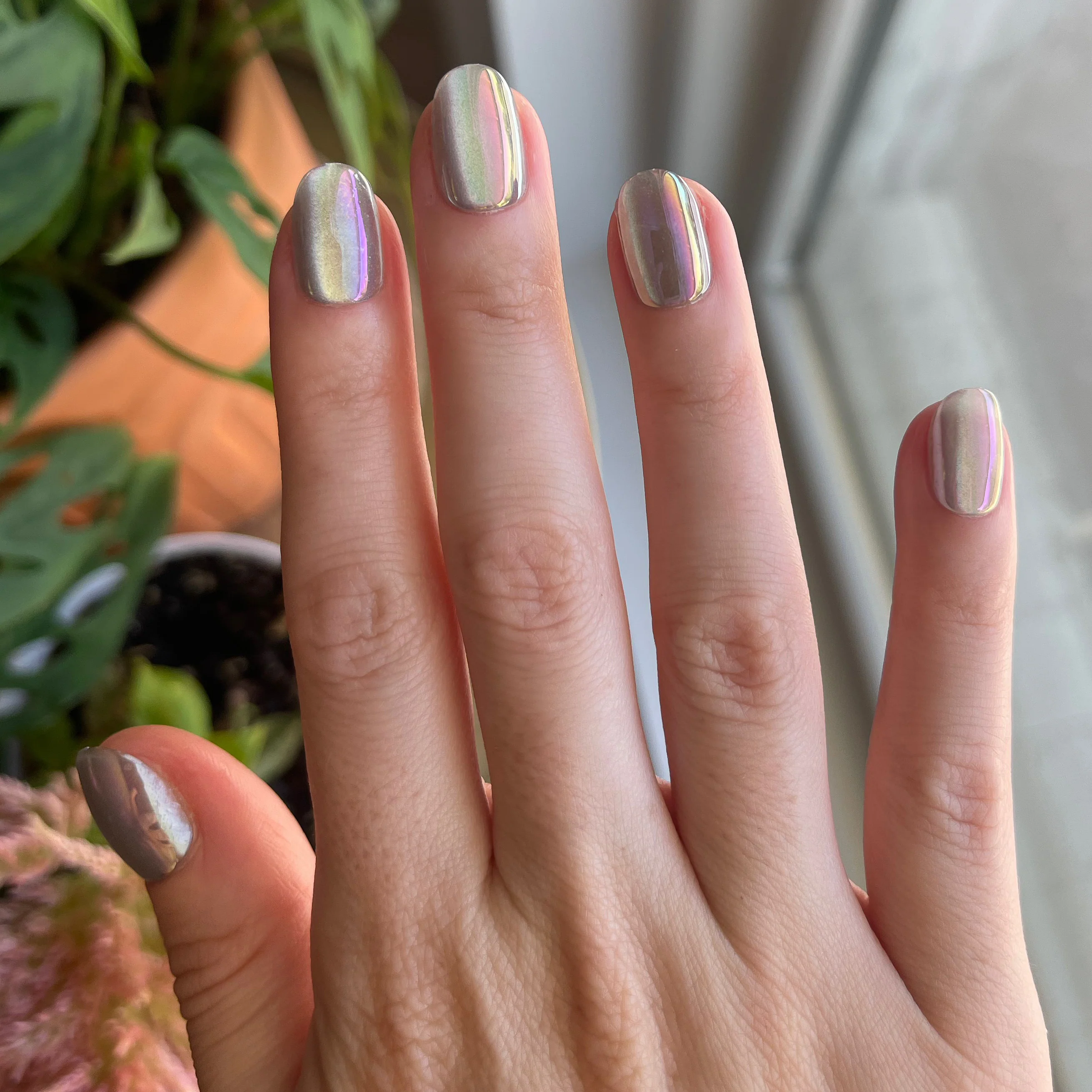 Sheer Lavender Shimmer - Press-On | Extra Short | Round - Image 4