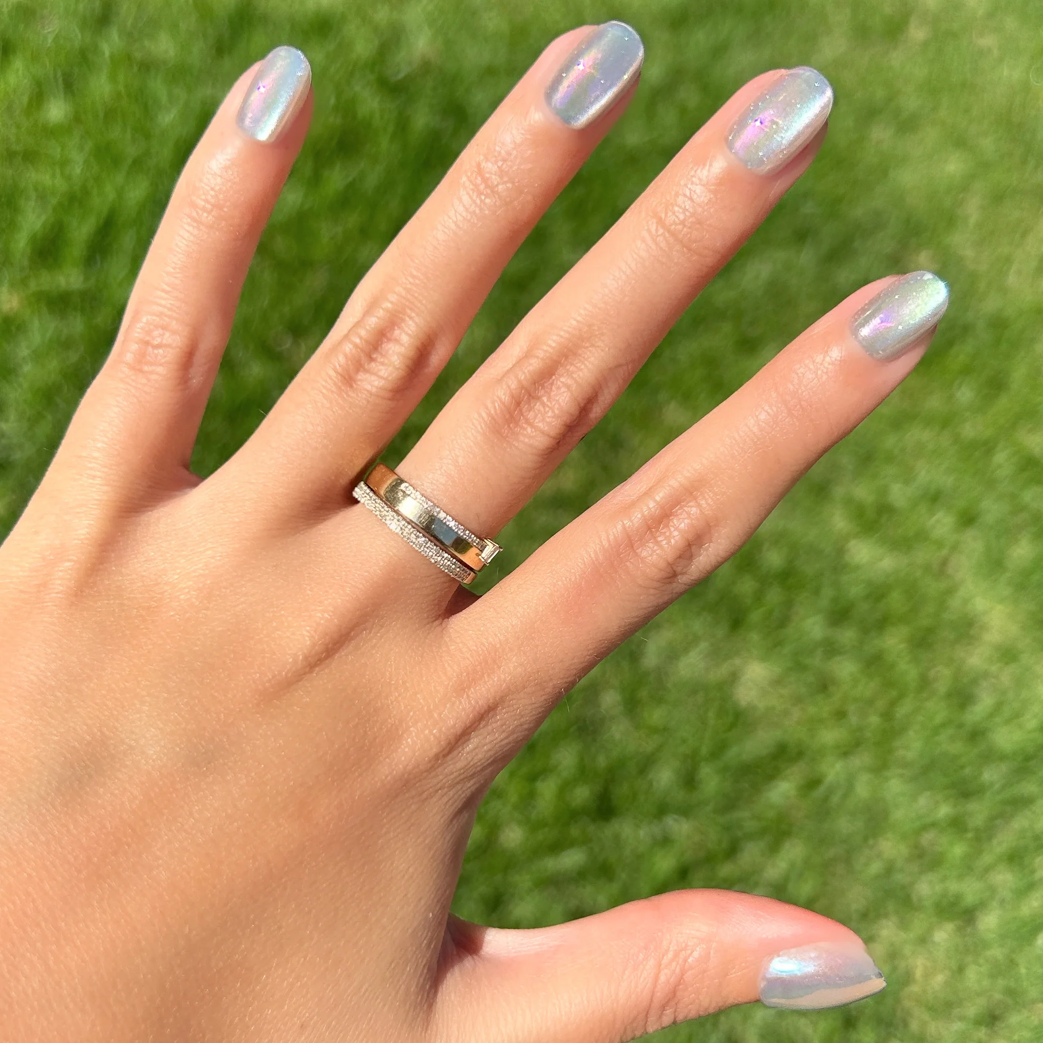 Sheer Lavender Shimmer - Press-On | Extra Short | Round - Image 5