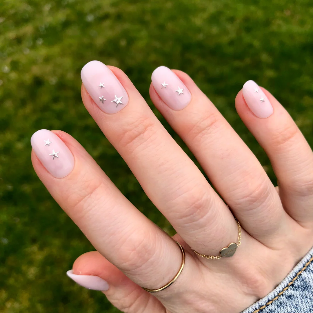 Soft Silver Foil Stars - Press-On | Short | Round - Image 3