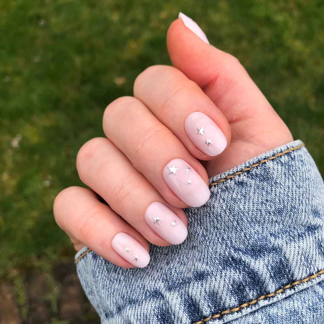 Soft Silver Foil Stars - Press-On | Short | Round - Image 5