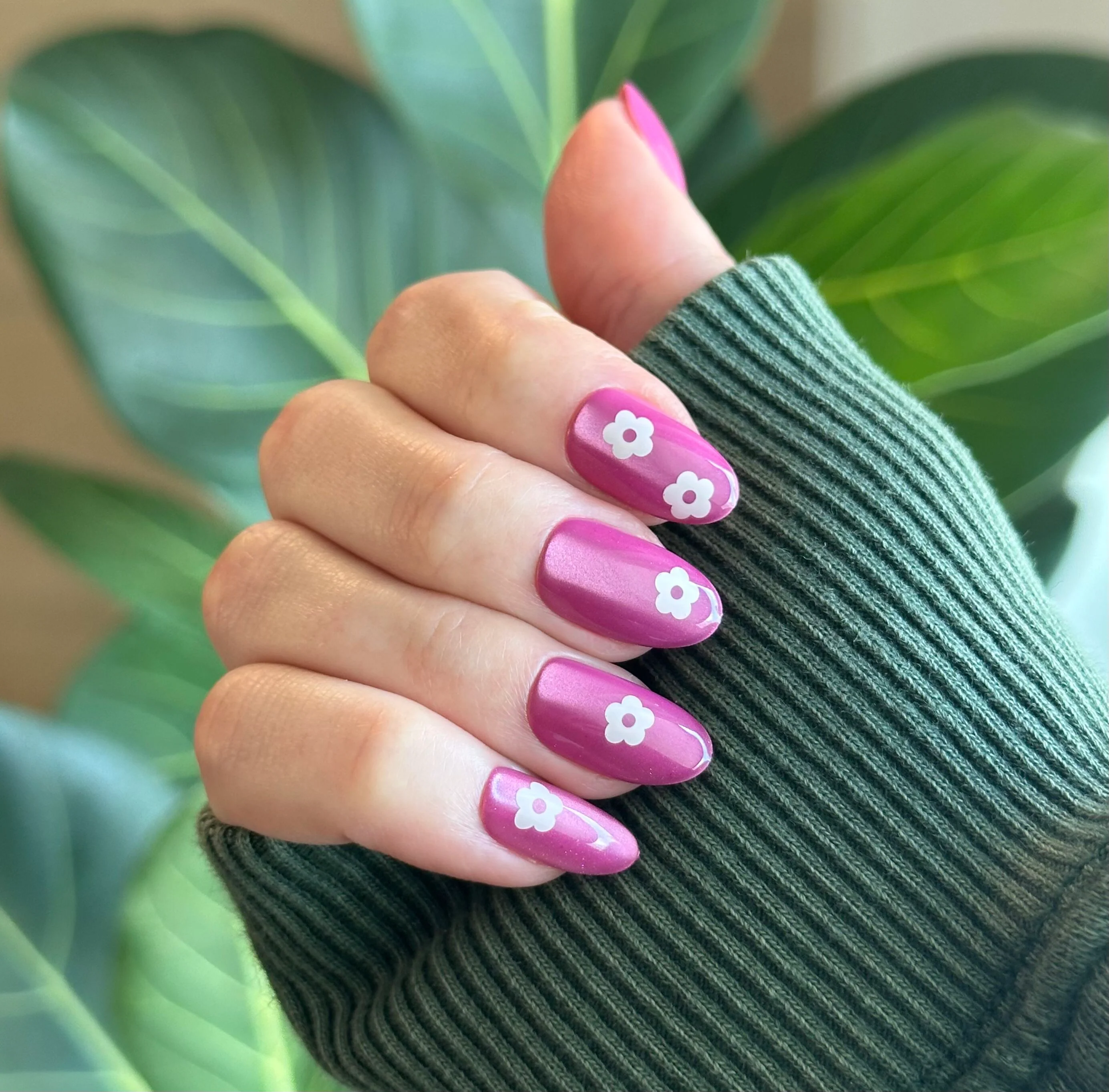 Sparkle Floral - Press-On | Medium | Oval - Image 5