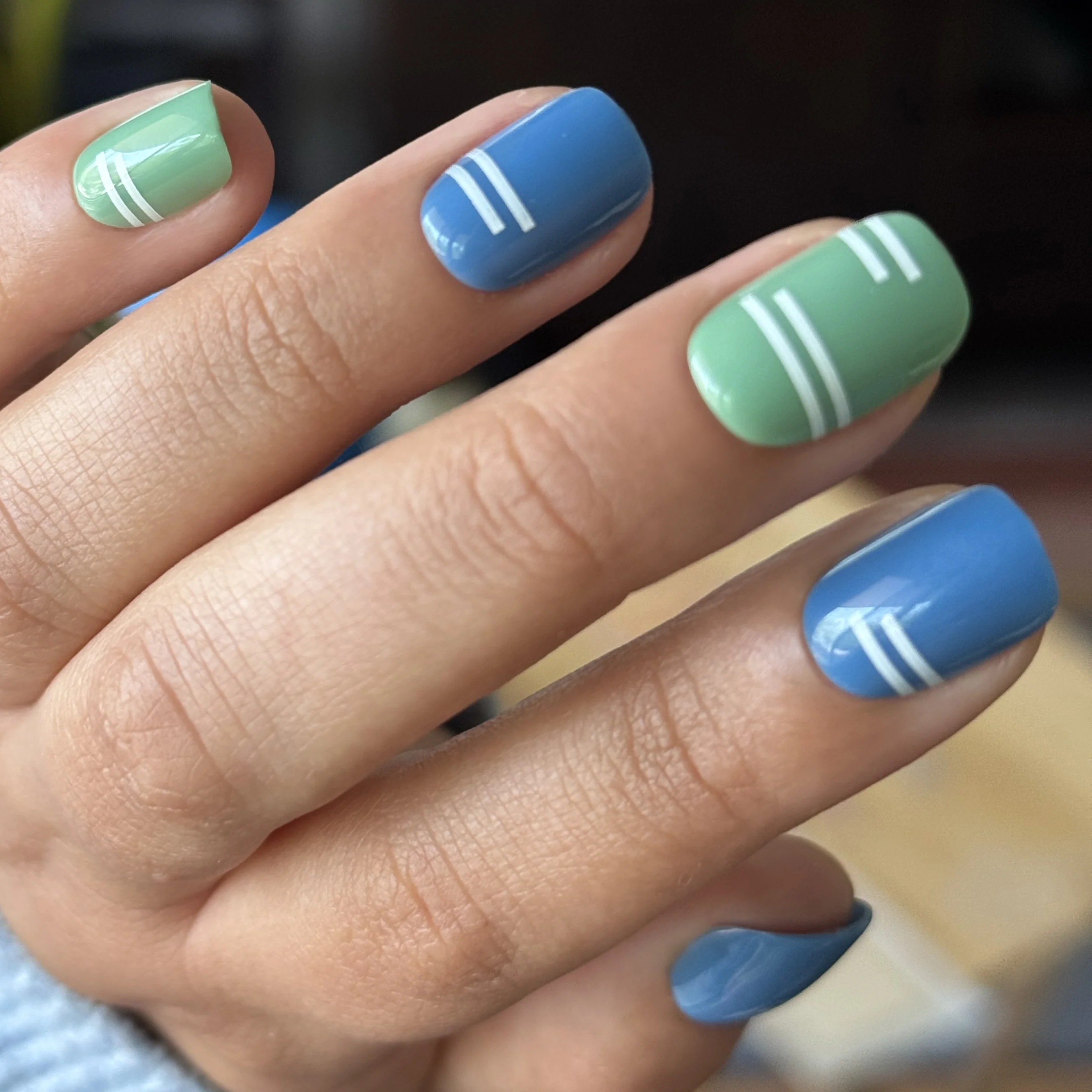 Sporty Stripes - Press-On | Extra Short | Squoval - Image 5