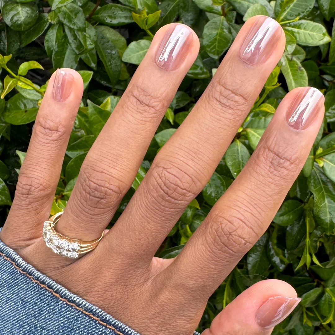 Taupe Jelly Chrome - Press-On | Extra Short | Squoval - Image 4