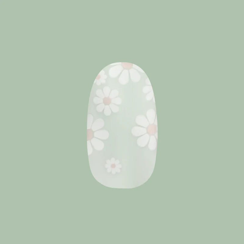 Teal Chrome Flower Shower - Press-On | Short | Round - Image 2