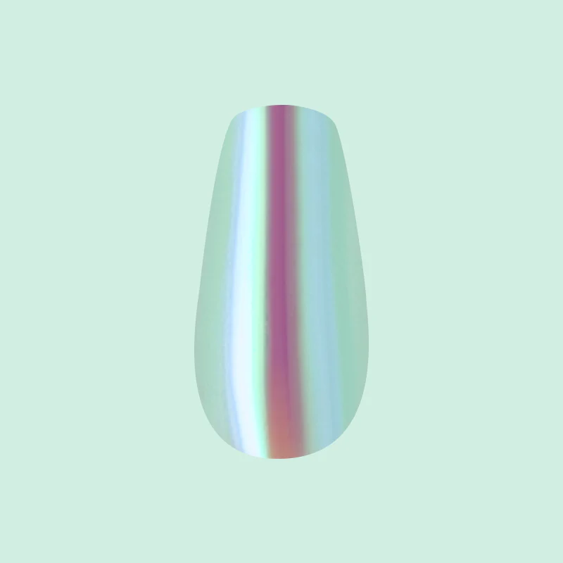 Teal Glass Chrome - Press-On | Medium | Coffin - Image 2