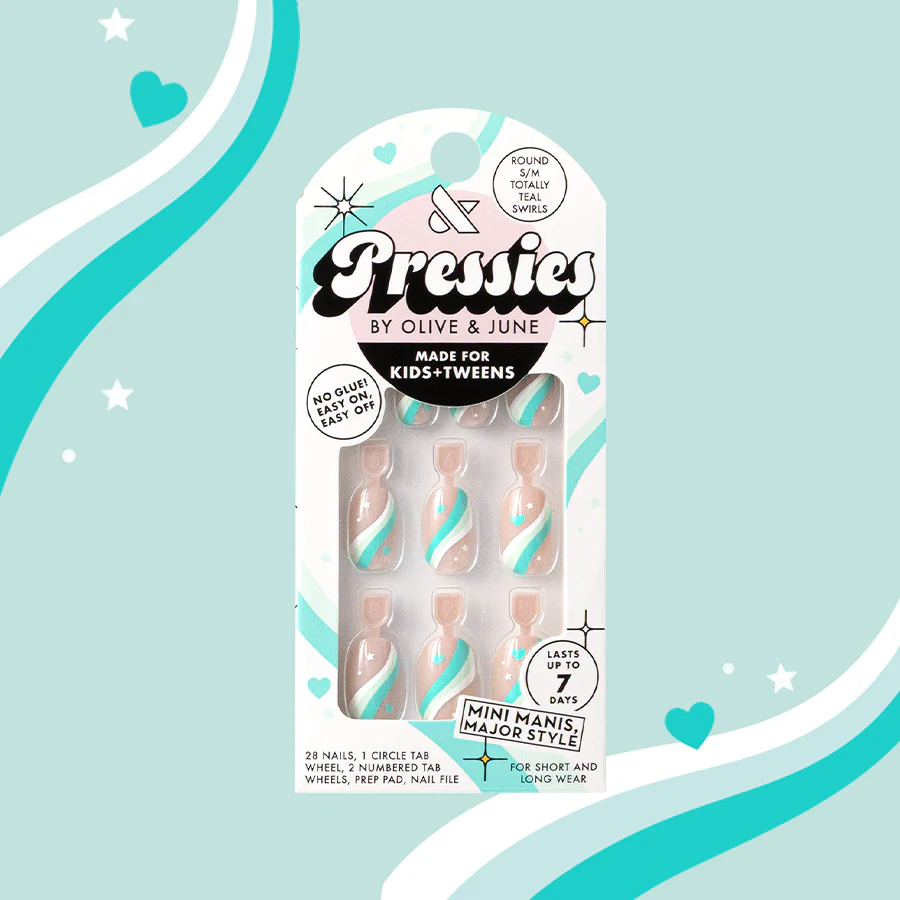 Totally Teal Swirls - Pressies | Short Medium | Round
