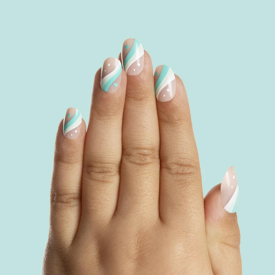 Totally Teal Swirls - Pressies | Short Medium | Round - Image 4