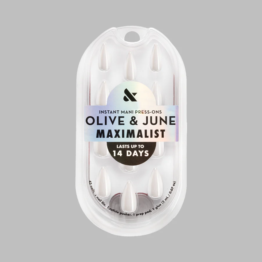 White Jelly Chrome - Press-On | Medium | Stiletto
