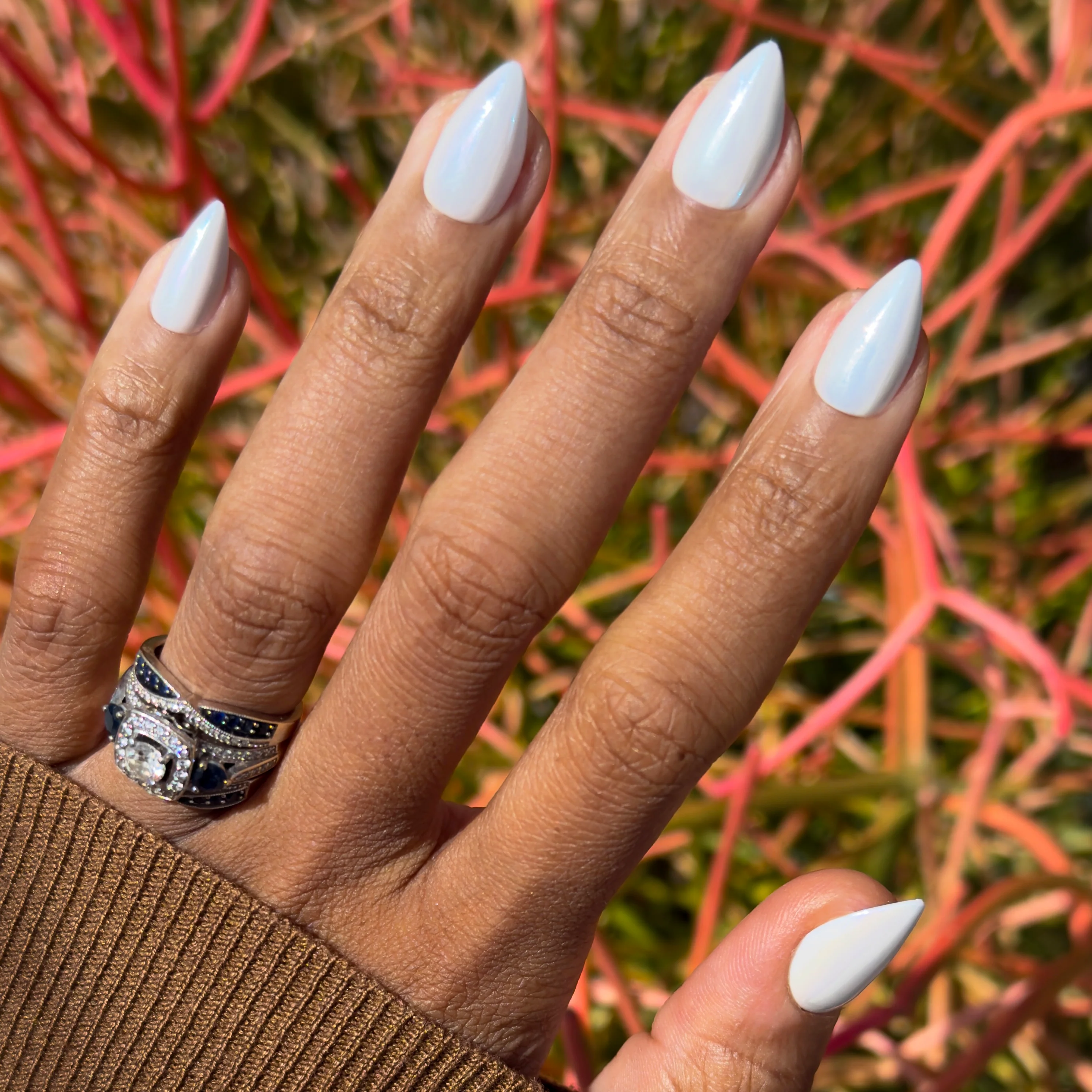 White Jelly Chrome - Press-On | Medium | Stiletto - Image 5